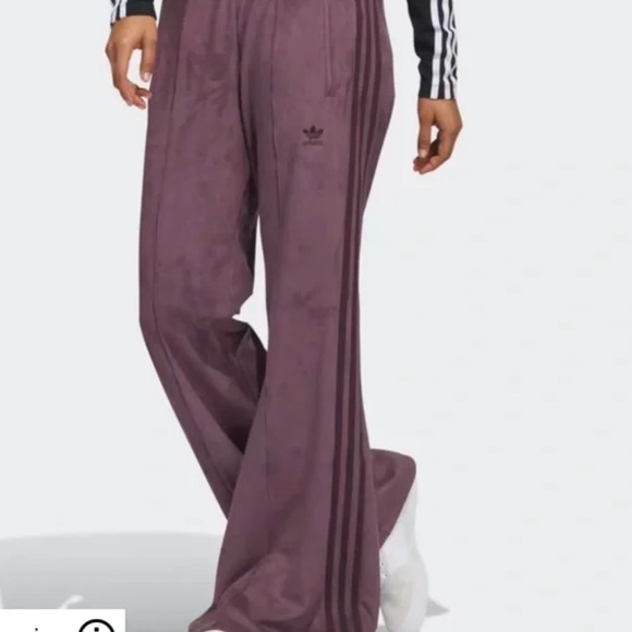 Adidas Women's Suede Mauve Flared Track Pants - Picture 3 of 9